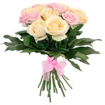 Букет из роз Аваланж и розовой, украшены аралией - Фотография 5 Букет из роз Аваланж и розовой, украшены аралией - Фотография 5