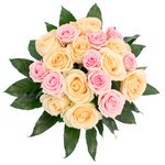 Букет из роз Аваланж и розовой, украшены аралией - Фотография 3 Букет из роз Аваланж и розовой, украшены аралией - Фотография 3