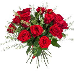 Букет «Моника: красные розы с гринбелом»