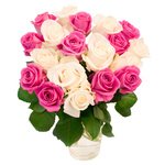 Букет розовые и белые розы 19 штук в Санкт-Петербурге - Фотография 2