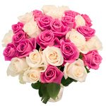 Букет из 31 розовой и белой розы в Санкт-Петербурге - Фотография 2