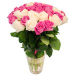 Букет 55 белых и розовых роз в Санкт-Петербурге - Фотография 2