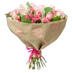 Букет из розовых и кустовых розовых роз в Санкт-Петербурге - Фотография 4