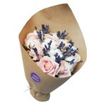 Букет из лаванды, розы розовой микст и хлопка. Санкт-Петербург. - Фотография 1