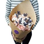 Букет из лаванды, розы розовой микст и хлопка. Санкт-Петербург. - Фотография 2