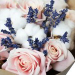 Букет из лаванды, розы розовой микст и хлопка. Санкт-Петербург. - Фотография 6