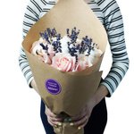 Букет из лаванды, розы розовой микст и хлопка. Санкт-Петербург. - Фотография 7