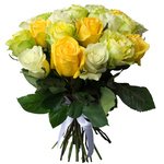 Букет 25 белых, жёлтых и зелёных роз в Санкт-Петербурге - Фотография 3 Букет 25 белых, жёлтых и зелёных роз в Санкт-Петербурге - Фотография 3