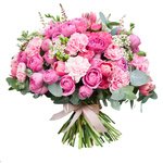 Букет из астильбы, ваксфлауэра, розовых гвоздик, кустовых розовых роз, роз Мисти Бабблз, розовых тюльпанов, белых фрезий, листьев эвкалипта в Санкт-Петербурге - Фотография 2 Букет из астильбы, ваксфлауэра, розовых гвоздик, кустовых розовых роз, роз Мисти Бабблз, розовых тюльпанов, белых фрезий, листьев эвкалипта в Санкт-Петербурге - Фотография 2