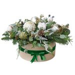 Композиция в коробке с елью, хлопком, шариками, шишками и медведем в Санкт-Петербурге - Фотография 5