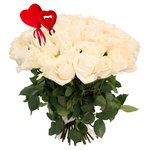 Букет из 55 белых роз на 14 февраля в Санкт-Петербурге - Фотография 1