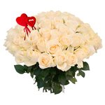 Букет из 65 белых роз на 14 февраля в Санкт-Петербурге - Фотография 1