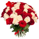 Букет из 65 красных и белых роз на 14 февраля в Санкт-Петербурге - Фотография 1