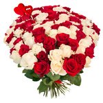 Букет из 101 красной и белой розы на 14 февраля в Санкт-Петербурге - Фотография 1
