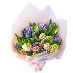 Букет из 25 разноцветных гиацинтов в оригинальной упаковке в Санкт-Петербурге - Фотография 1