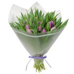 Букет из 21 сиреневого пионовидного тюльпана в упаковке в Санкт-Петербурге - Фотография 1