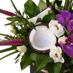 Композиция в шляпной коробке с кокосом и орхидеями в Санкт-Петербурге - Фотография 3