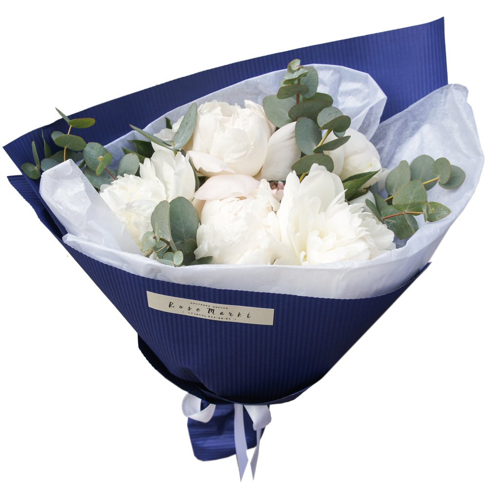 Купить пионы с эвкалиптом в яркой упаковке в Санкт-Петербурге Купить пионы с эвкалиптом в яркой упаковке в Санкт-Петербурге