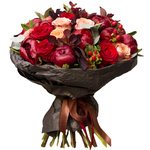 Шикарный букет в кофейно-винной цветовой гамме с пионами и розой Капучино в Санкт-Петербурге - Фотография 2