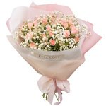 Воздушный букет из гипсофилы и розовой кустовой розы в Санкт-Петербурге - Фотография 1