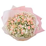 Воздушный букет из гипсофилы и розовой кустовой розы в Санкт-Петербурге - Фотография 2