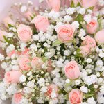 Воздушный букет из гипсофилы и розовой кустовой розы в Санкт-Петербурге - Фотография 4