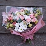 Букет хризантема, эустома, роза, эвкалипт, ваксфлауэр, лизиантус, корейская упаковка в Санкт-Петербурге - Фотография 7 Букет хризантема, эустома, роза, эвкалипт, ваксфлауэр, лизиантус, корейская упаковка в Санкт-Петербурге - Фотография 7