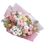 Букет хризантема, эустома, роза, эвкалипт, ваксфлауэр, лизиантус, корейская упаковка в Санкт-Петербурге - Фотография 3 Букет хризантема, эустома, роза, эвкалипт, ваксфлауэр, лизиантус, корейская упаковка в Санкт-Петербурге - Фотография 3