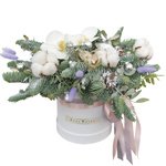 Зимняя композиция с веточками ели и орхидеями в Санкт-Петербурге - Фотография 1