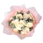 Ранункулюсы Клуни Ханой с эвкалиптом в упаковке в Санкт-Петербурге - Фотография 3