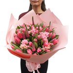 Букет из розовых тюльпанов и гиацинтов в Санкт-Петербурге - Фотография 1