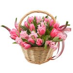Розовые тюльпаны и гиацинты в корзинке в Санкт-Петербурге - Фотография 2 Розовые тюльпаны и гиацинты в корзинке в Санкт-Петербурге - Фотография 2