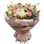 Букет из пионовидной кустовой розой Джульетта, лизиантуса, ваксфлауэра и эвкалипта в стильной упаковке в Санкт-Петербурге - Фотография 2 Букет из пионовидной кустовой розой Джульетта, лизиантуса, ваксфлауэра и эвкалипта в стильной упаковке в Санкт-Петербурге - Фотография 2