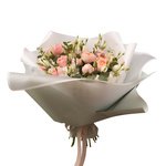 Букет из кустовой пионовидной розы Джульетта, белого лизиантуса с эвкалиптом в красивой упаковке - Фотография 3 Букет из кустовой пионовидной розы Джульетта, белого лизиантуса с эвкалиптом в красивой упаковке - Фотография 3