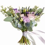 Букет невесты растрёпыш с дельфиниумом, лунными гвоздиками и розами Морнинг Дью в Санкт-Петербурге - Фотография 2