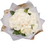 Букет из белой гортензии и белых пионов в упаковке в Санкт-Петербурге - Фотография 2