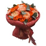 Букет пионовидные розы Кахала, кустовые оранжевые розы в Санкт-Петербурге - Фотография 1