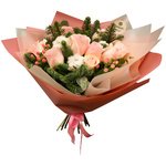 Новогодний букет из 9 розовых роз в Санкт-Петербурге - Фотография 1