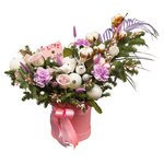 Новогодний подарок из живой ели, цветов, игрушек и конфет в Санкт-Петербурге - Фотография 4