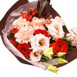 Букет в офис руководителю или коллеге из роз, эустом и других свежих цветов в Санкт-Петербурге - Фотография 5