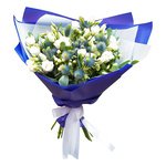 Букет: эустома, эрингиум, гиперикум и эвкалипт. Доставка круглосуточно в Санкт-Петербурге - Фотография 1