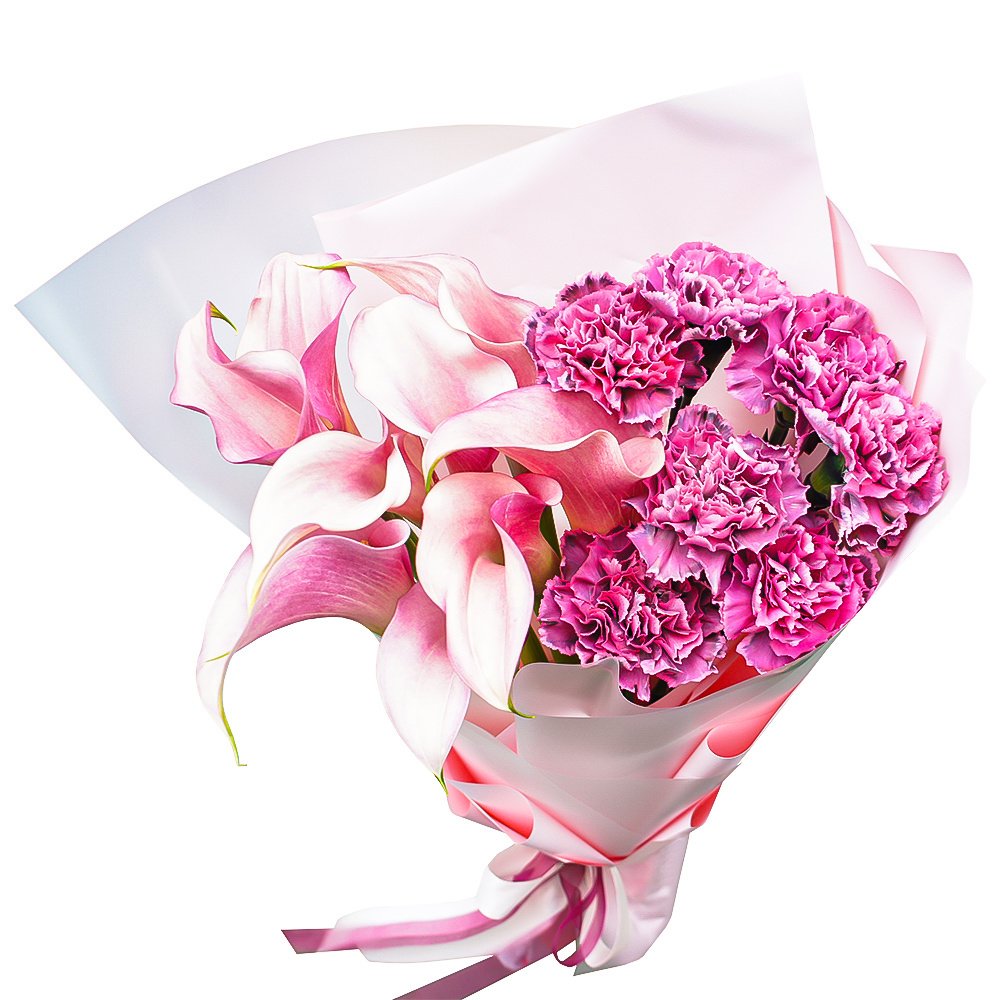 Офелия: розовые каллы и волшебные диантусы