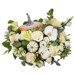 Цветы в тыкве с белой орхидеей и кукурбитой в Санкт-Петербурге - Фотография 2