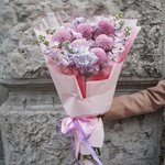 Тайное свидание: хризантемы Момоко и лиловая маттиола - Фотография 12