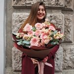 Букет цветов Флирт: герберы помпони, маттиола и эвкалипт с доставкой в Санкт-Петербурге - Фотография 1