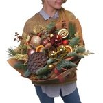 Новогодний букет Лулео с еловыми ветками, шишками, цветком лотоса, новогодними игрушками и сушеными апельсинами в Санкт-Петербурге - Фотография 7