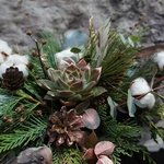 Снежный вальс: еловые и сосновые ветви, соцветия хлопка, пёрышки, суккулент, лён, шишки в керамическом кашпо. Доставка в Санкт-Петербурге - Фотография 4 Снежный вальс: еловые и сосновые ветви, соцветия хлопка, пёрышки, суккулент, лён, шишки в керамическом кашпо. Доставка в Санкт-Петербурге - Фотография 4
