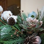 Снежный вальс: еловые и сосновые ветви, соцветия хлопка, пёрышки, суккулент, лён, шишки в керамическом кашпо. Доставка в Санкт-Петербурге - Фотография 7 Снежный вальс: еловые и сосновые ветви, соцветия хлопка, пёрышки, суккулент, лён, шишки в керамическом кашпо. Доставка в Санкт-Петербурге - Фотография 7