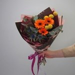 Дарксайд: герберы, краспедия, эрингиум, лагурус в Санкт-Петербурге - Фотография 2