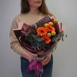 Дарксайд: герберы, краспедия, эрингиум, лагурус в Санкт-Петербурге - Фотография 5